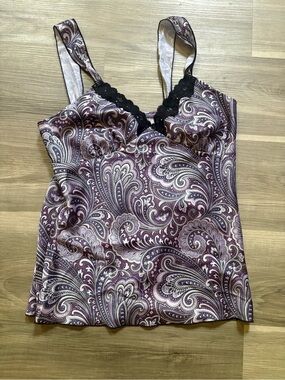Byer California Purple Paisley Trim Satin Camisole